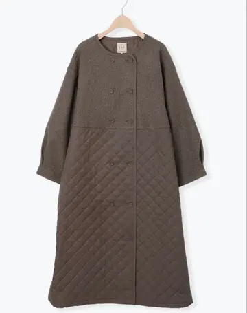 사만사 모스모스 코트 멜톤 절개 퀼팅 코트 브라운