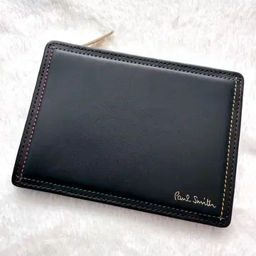 폴스미스 프래그먼트 케이스 멀티 스트라이프 스티치 블랙 가죽