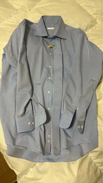 남성용 와이셔츠 LL 상당 긴팔 화이트 파랑 버튼 다운 정장 셀렉트 외