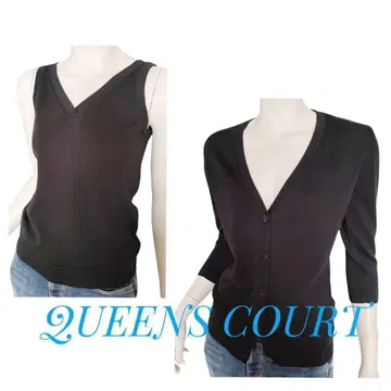 새상품 퀸즈 코트 앙상블 7부 소매 면 블랙 봄~초가을 두꺼운 원단