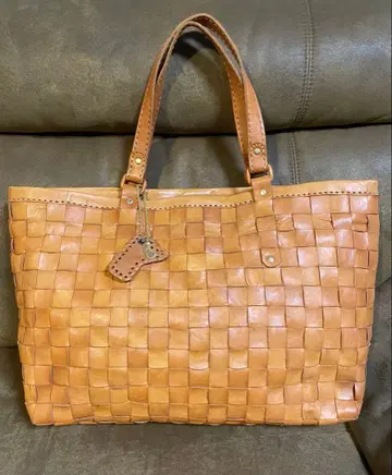 로비타 뜨개질 가죽 토트백 빅 브라운 가죽