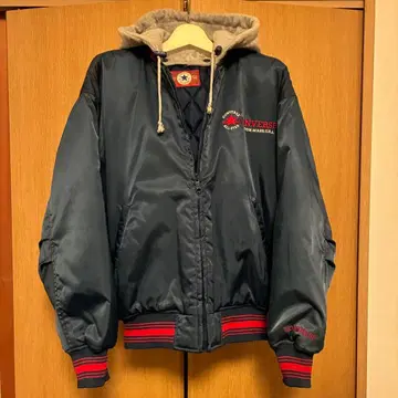 CONVERSE 후드 부착 네이비 바시티 자켓