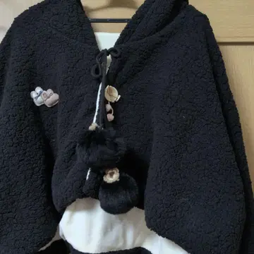 곰 귀 후드 판초 택 포함 블랙