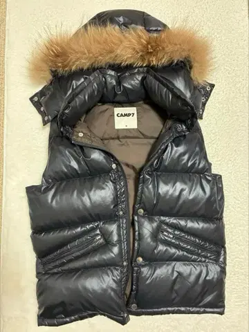 CAMP7 다운 베스트 퍼 포함 S 사이즈 블랙 Y2K