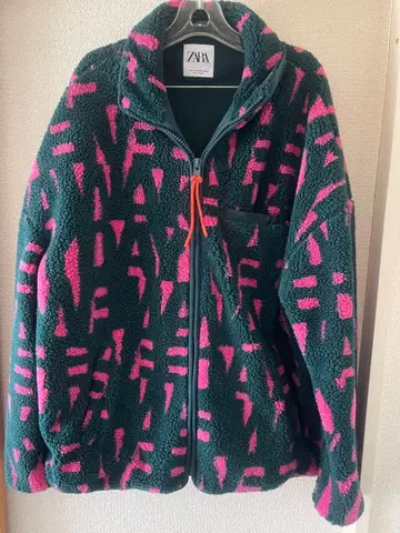 ZARA 플리스 자켓 그린 핑크