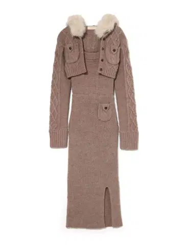 Nara 후드 세트 드레스 모카 브라운