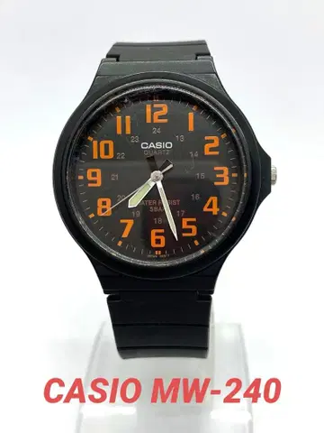 CASIO 카시오 MW-240 쿼츠 손목시계 블랙/오렌지