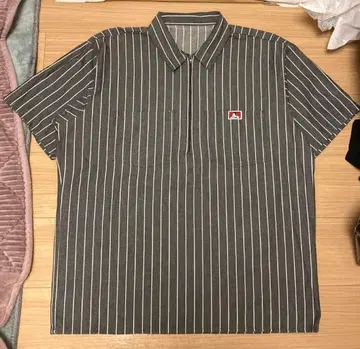 90s 벤 데이비스 스트라이프 하프 지퍼 반팔 워크 셔츠 TALON