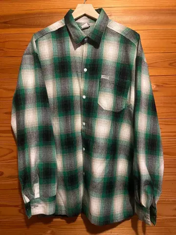 CALTOP 옴브레 체크 셔츠 그린