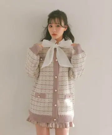 [ 새상품급 ] evelyn 트위드 펄 가디건