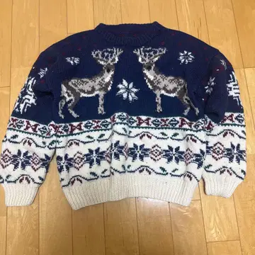 Vintage 구제 의류 루돌프 무늬 크리스마스 니트 스웨터