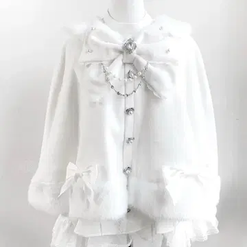 화이트 판초 케이프 지뢰 양산 코트