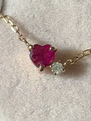 [ pepe ] 루비와 다이아몬드의 하트 목걸이
