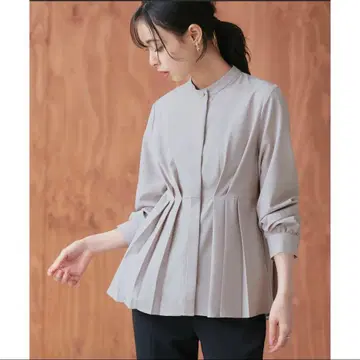 루일 에 부티크 허리 턱 밴드 카라 플레어 블라우스