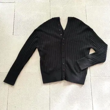 [ 새상품급 ] 프레이 아이디 니트 스웨터 블랙 가디건 백 버튼