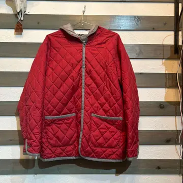hiromichi 후드 부착 레드 퀼팅 자켓 Lsize
