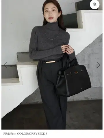 [ 미사용 새상품 ] 실크 캐시미어 블렌드 핏 리브 터틀 니트