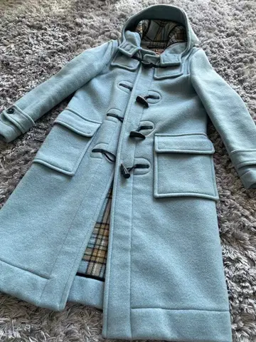 스카이블루 더플 코트 후드 부착