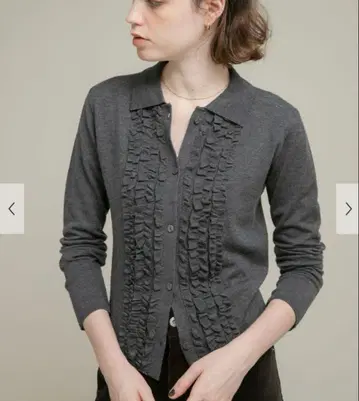 택 포함 새상품 실크 혼방 프릴 니트 셔츠 Sonny Label