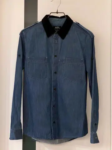 구제 의류 90s A.P.C. 긴팔 셔츠 데님 셔츠 바지 셔츠 네이비