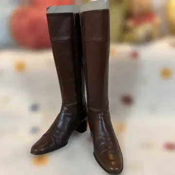 [ 천연 가죽 새상품급 ] 다크 브라운 가죽 롱 부츠