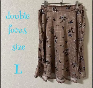 double focus 꽃무늬 체크 플레어 스커트 L