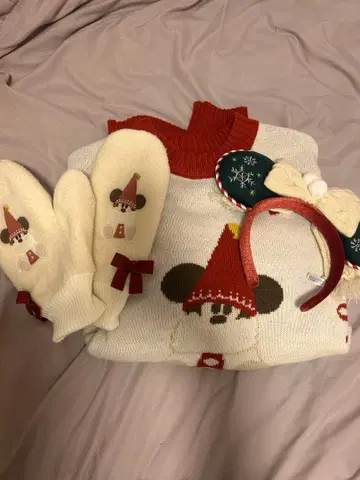 디즈니 릴린린 니트 머리띠 장갑 세트
