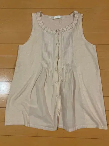 핑크하우스 슬리브리스 니트 마 혼방