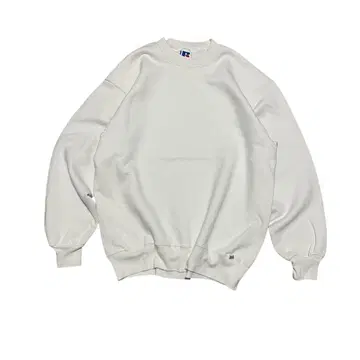 90s 러셀 USA제 러셀 무지 맨투맨 화이트 흰색 짧은 기장