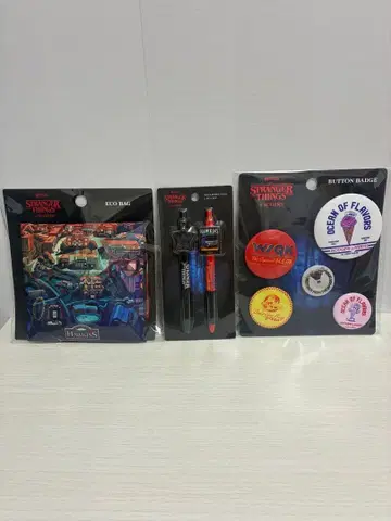 3coins STRANGER THINGS 에코백 캔뱃지 볼펜
