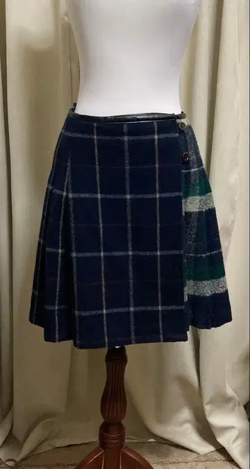 제인 마플 돈루살롱 체크 랩 스커트 네이비 그린