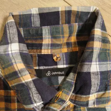 Johnbull 긴팔 체크 셔츠 네이비/오렌지 아메카지