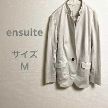 엔스위트 화이트 노카라 테일러드 자켓 비즈니스 포멀