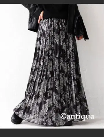 antiqua 페이즐리 무늬 플리츠 스커트