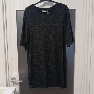 marimekko 반팔 튜닉 S 블랙 플라워 프린트