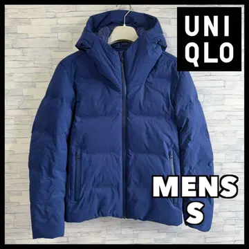 유니클로 심리스 다운 후드티 S 블루