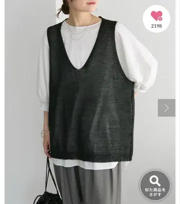 [ 미사용 ] PUAL CE CIN 퓨어세신 테이프얀 니트 베스트