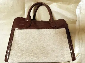 악어 무늬 인조 가죽 토트백 브라운