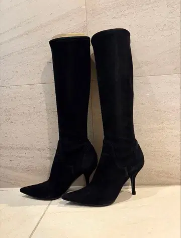 세르지오로시 블랙 스웨이드 롱 부츠 힐 38