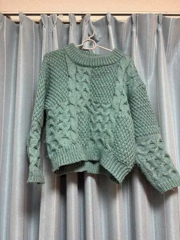 cepo 민트 그린 케이블 짜임 스웨터