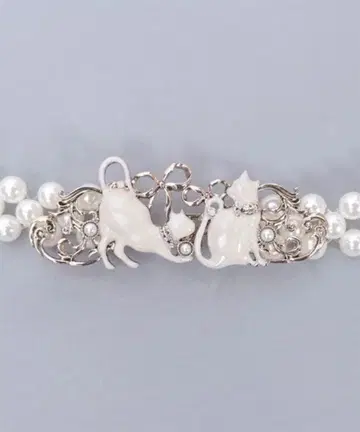 리본 캣 펄 벨트 골드 화이트 엑시즈팜 axes femme