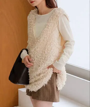 kastane [ 안감 없음 ] 퍼 롱 베스트