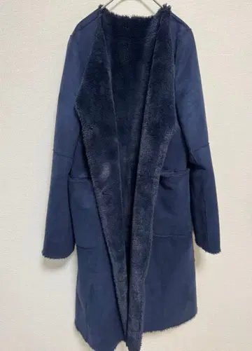 네이비 무스탕풍 롱 코트 PARC LAMU 리버서블 새상품급