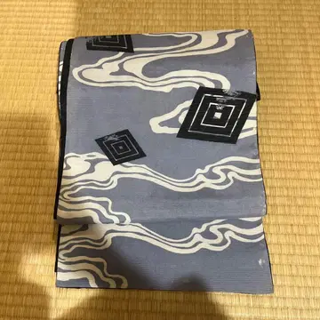 앤티크 명주 여름 아이템 나고야 오비 그레이 추상 무늬