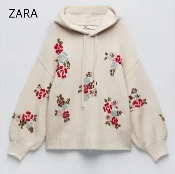 자라 ZARA 플로럴 자수 후디 니트