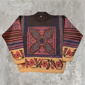 프랑스제 1990s OXBOW 자카드 니트 올 패턴 POHONO