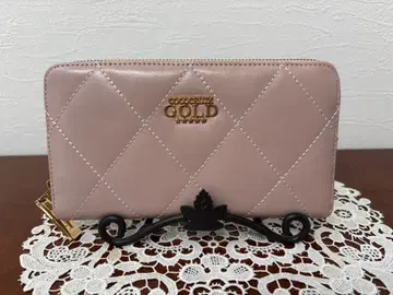 코코세 골드 다이아몬드 가죽 장지갑 핑크