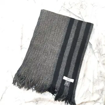 새상품급 다케오 키쿠치 머플러 스트라이프 바이컬러 블랙 그레이