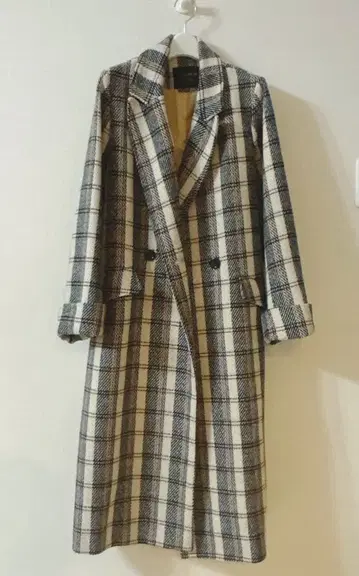 ASKNOWAS 롱 코트 체크 무늬