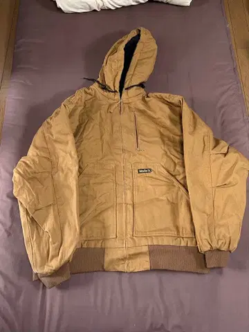 브라운 후드 부착 자켓